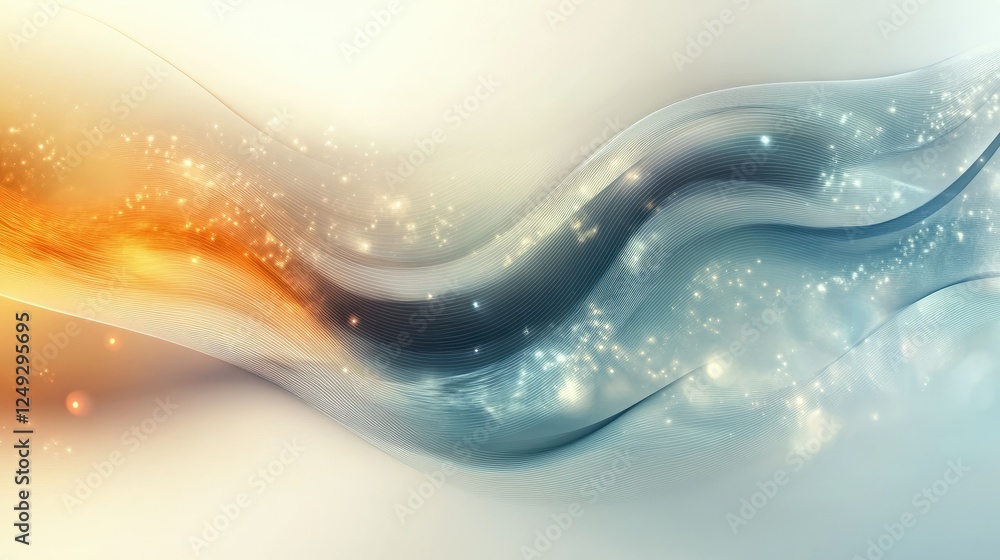Poster abstract colorful waves with light effects in soft background