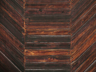Old beams with varnish faded in the sun