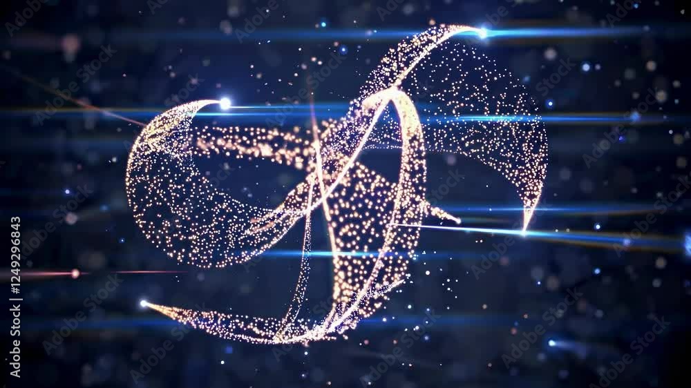 Poster visual exploration of shimmering particles and dynamic light effects in an abstract digital space