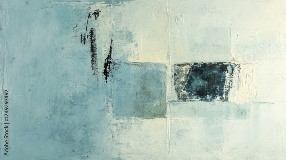 Poster exploring the abstract concept of a pale blue background with shapes digital art gallery visual repr