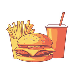 fast food clipart hamburger and fries with drink
