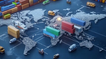 Obraz premium Integrating logistics networks visualizing connectivity in global supply chains