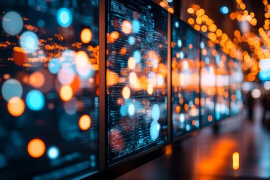 A technology department with programmers writing code and managing servers