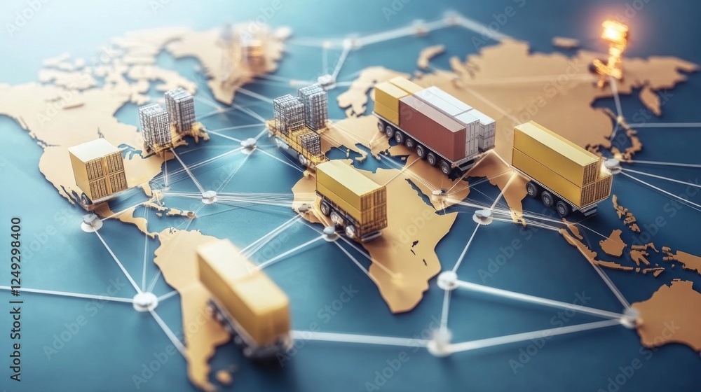 Poster integrating abstract logistics networks global research paper digital analytical optimization concep