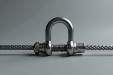 A sturdy metal shackle secures a robust wire rope, a symbol of strength and reliability in industrial applications