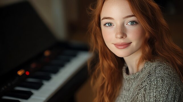 Young beauty woman taking a music production course to compose digital soundtracks.