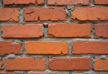 Fototapeta premium Rough Red Brick Wall with Gray Mortar