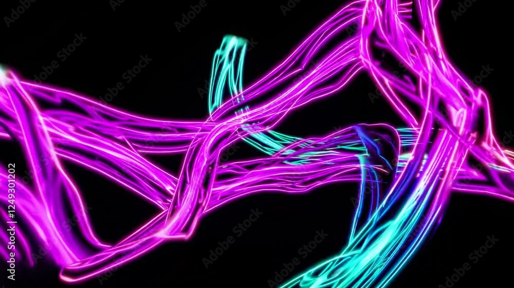Poster colorful light trails create an abstract visual display at night in a darkened environment