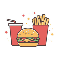 fast food clipart hamburger and fries with drink