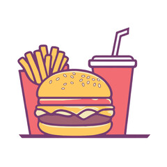 fast food clipart hamburger and fries with drink