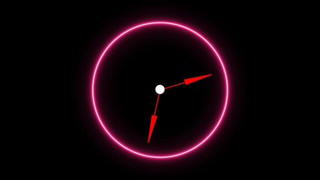 Glowing clock neon circle animation