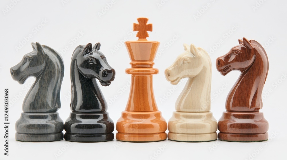 Poster chess pieces organized strategically game board visual representation indoor setting top-down view p