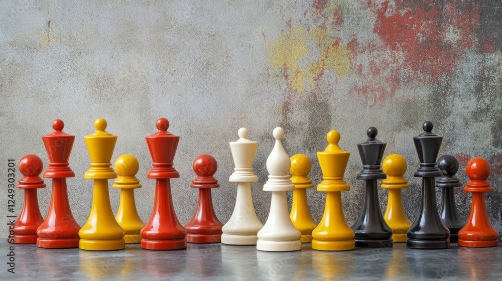 Poster chess pieces arrange portfolio optimization board game setting visual analysis strategic environment