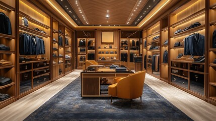 Modern upscale clothing store interior design.