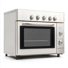 Fototapeta premium Sleek Stainless Steel Built-in Oven: A modern, built-in oven with a sleek stainless steel finish and classic control knobs. Perfect for any contemporary kitchen.