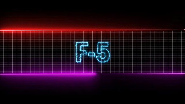Neon lights direction. Glowing "F-5" text animation