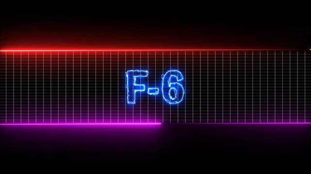 Neon lights direction. Glowing "F-6" text animation