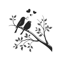 Black and white cute love birds