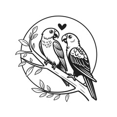 Black and white cute love birds