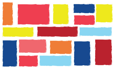 Text box frame brush rough crayon shape set. Hand drawn crayon grunge brush square rectangle border. Text box frame rough grunge rectangle paint shape element