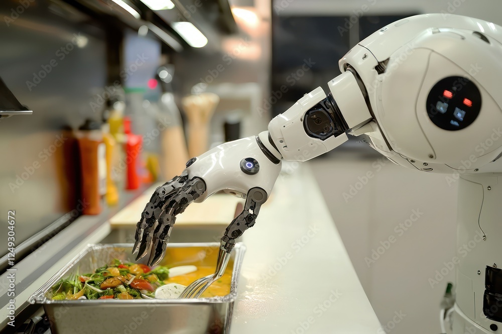 Poster this robotic kitchen follows recipes precisely, learning to improve meals from user inputs.