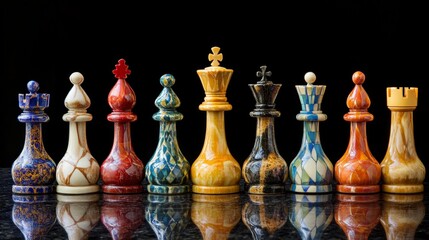 Strategic chess setup for diverse investments board room creative display corporate environment investor's perspective financial concepts