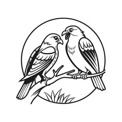 Black and white cute love birds