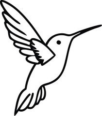 Hummingbird silhouette vector illustration flying near flowers on white background in eps format