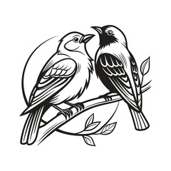 Black and white cute love birds