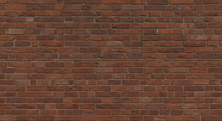 Fototapeta premium Horizontal red brick wall with visible mortar joints pattern