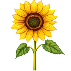 Fototapeta premium A single yellow sunflower on a white background