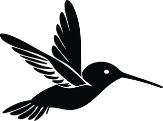 hummingbird silhouette vector illustration flying near flowers on white background in eps format