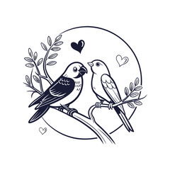 Black and white cute love birds