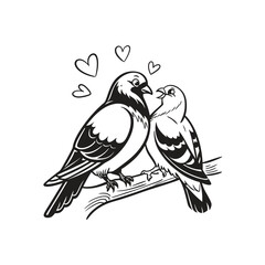 Black and white cute love birds