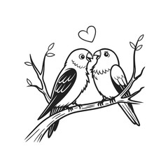 Black and white cute love birds