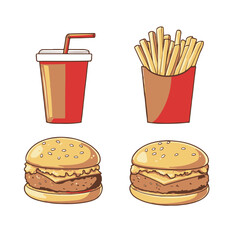 fast food clipart hamburger and fries with drink