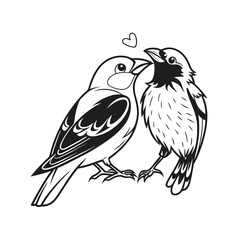 Black and white cute love birds