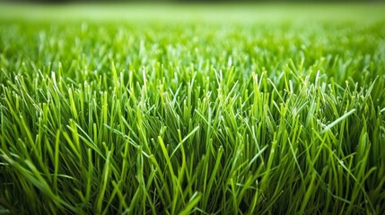 Fototapeta premium Gentle sunlight illuminating closeup of lush green grass outdoor garden nature photography tranquil setting macro perspective serenity