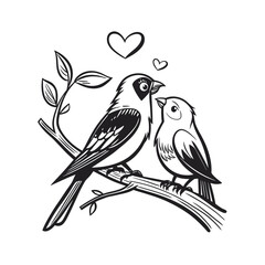 Black and white cute love birds