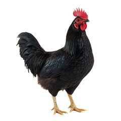 Black Rooster on White Background