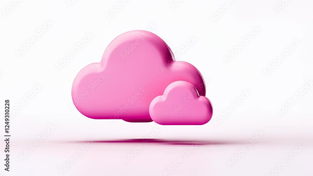 Poster 3d pink glossy cloud is floating on a transparent background, creating a dreamy and surreal atmosphe