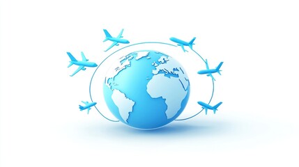 Fototapeta premium Global Air Travel, Earth Orbiting Planes, Digital Graphic