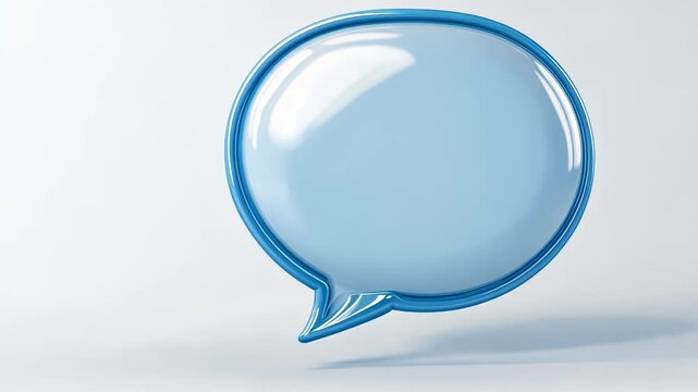 3d Glossy blue chat bubble featuring three white lines, isolated on a transparent background, ideal for communication concepts video 4k