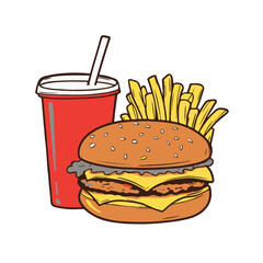 fast food clipart hamburger and fries with drink