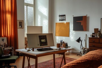 Inspiring Artist's Studio with Warm Hues and Natural Light