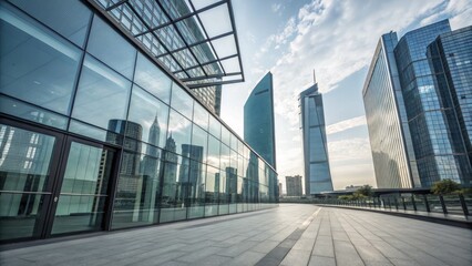 Modern Cityscape Glass Facade Reflection, Low Angle Composition, Urban Architecture, Skyscrapers, Cityscape Photography Urban Photography, Architectural Photography
