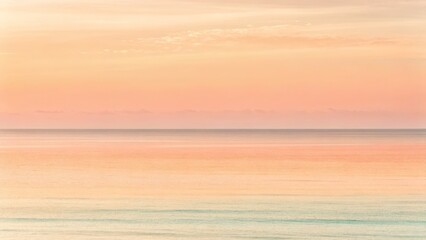 Obraz premium Pastel Sunset Seascape Layered Ocean and Sky, Minimalist Composition, Tranquil Beach Scene, Seascape Photography Keywords Seascape, Minimalist