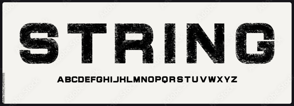 Fototapete bold sans serif vector font. alphabet vector font with unique texture. rough and grunge style vector
