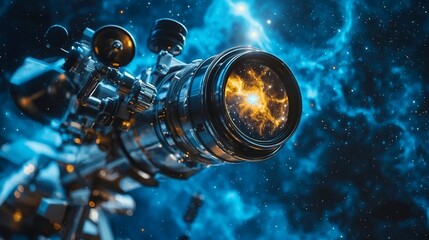 Telescope lens focused on a nebula.