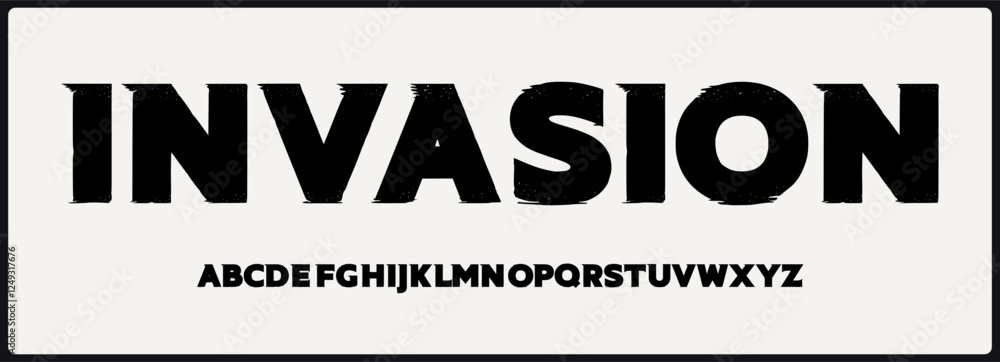 Fototapete bold sans serif vector font. alphabet vector font with unique texture. rough and grunge style vector